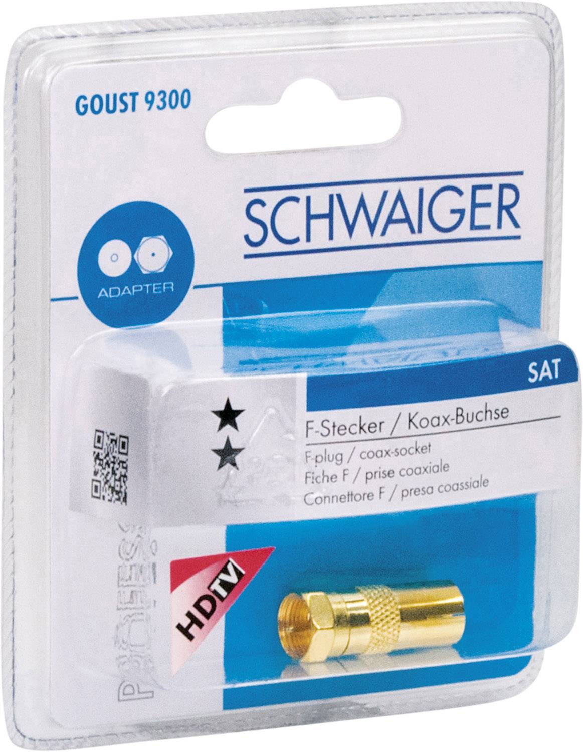 Schwaiger GOUST9300537 F-Koax-Adapter vergoldet Anschlüsse: F-Stecker, Koax-Buchse IEC 1 St.