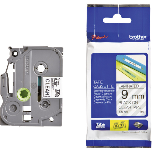 Labelling tape Brother TZe, TZ TZe-121 Tape colour: Transparent Font colour:Black 9 mm 8 m