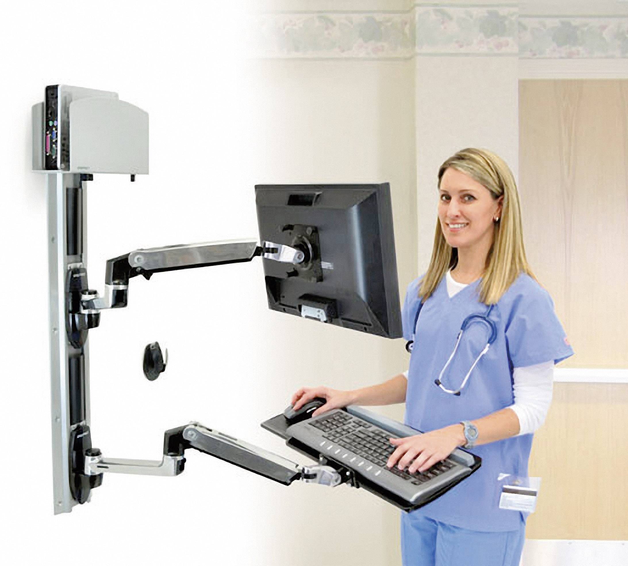 Ergotron LX 1fach Monitor-Wandhalterung 30,5 cm (12") - 81,3 cm (32") Schwarz, Silber Höhenverstellbar, Tastaturablage, Neigbar, Schwenkbar