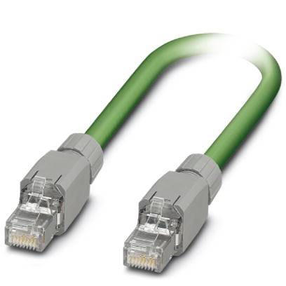 Ein grünes Ethernet-Kabel mit zwei Steckern.