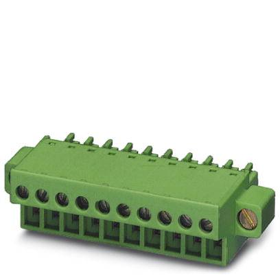 Ein grüner Steckverbinderblock mit acht Anschlüssen, typisch für elektrische Verbindungen in Schaltschränken oder Steuerungssystemen.