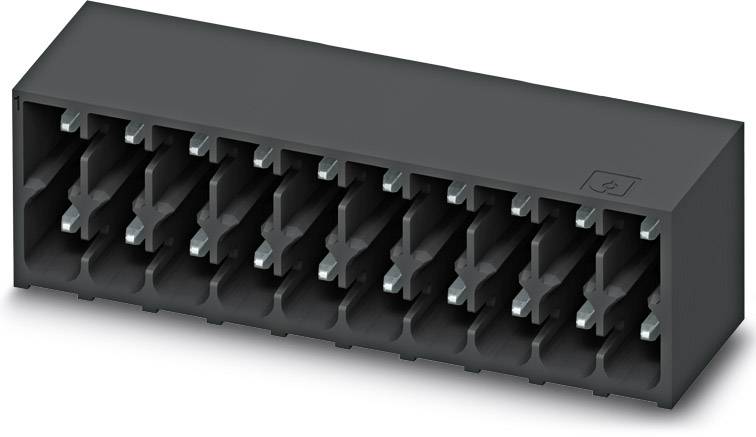 Schwarzer Kunststoff-Steckverbinder mit mehreren silberfarbenen Metallkontakten, geeignet für elektronische Verbindungen.