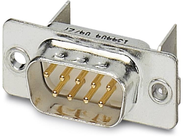 Ein Metall-Steckverbinder mit neun Pins, häufig für serielle Kommunikationsanschlüsse wie RS-232 verwendet.
