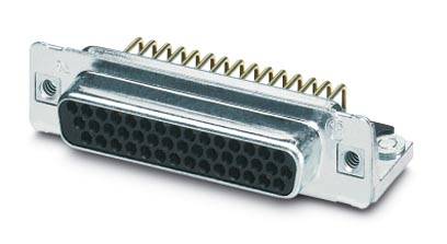 Ein 36-poliger Centronics-Stecker aus Metall, oft für Druckeranschlüsse verwendet, mit einem rechteckigen Gehäuse und goldenen Kontakten.