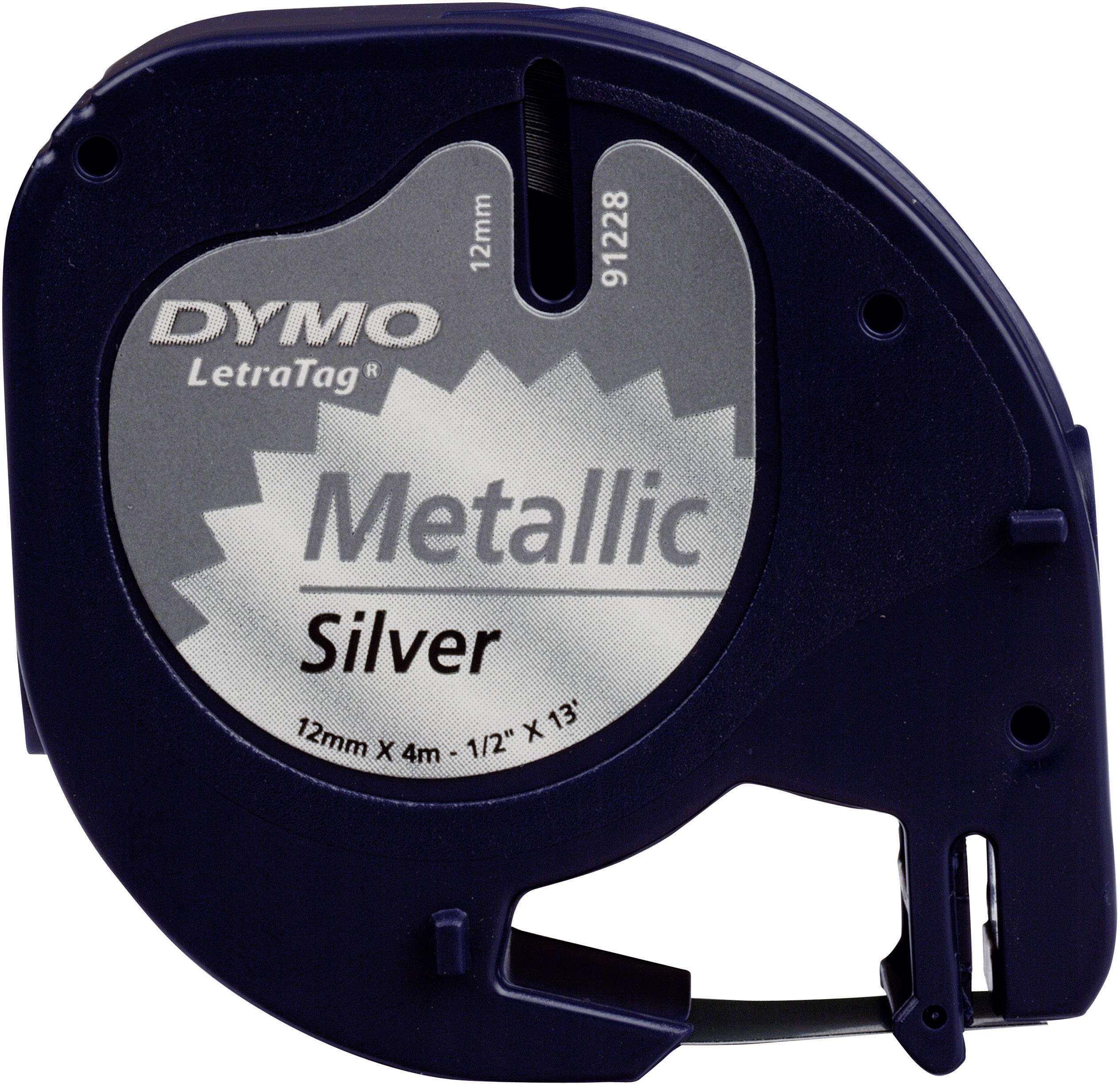DYMO LT Schriftband Bandfarbe: Silber (metallic) Schriftfarbe: Schwarz 12mm 4m S0721730