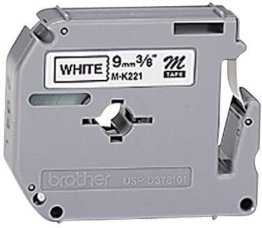 Schriftband Brother M M-K221 Bandfarbe: Weiß Schriftfarbe:Schwarz 9 mm 8 m