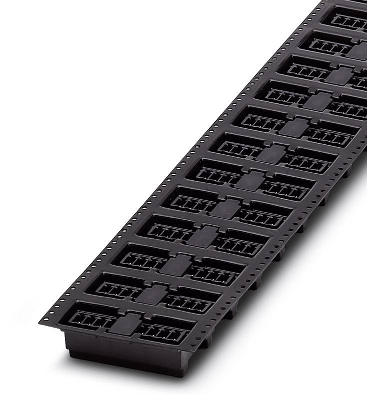 Schwarzer Kabelkanal mit mehreren Abdeckungsfächern.