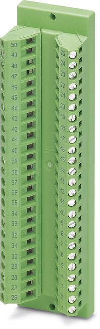 Grünes elektrisches Steckbrett mit nummerierten Anschlüssen von 1 bis 50, geeignet für industrielle Verkabelungen.