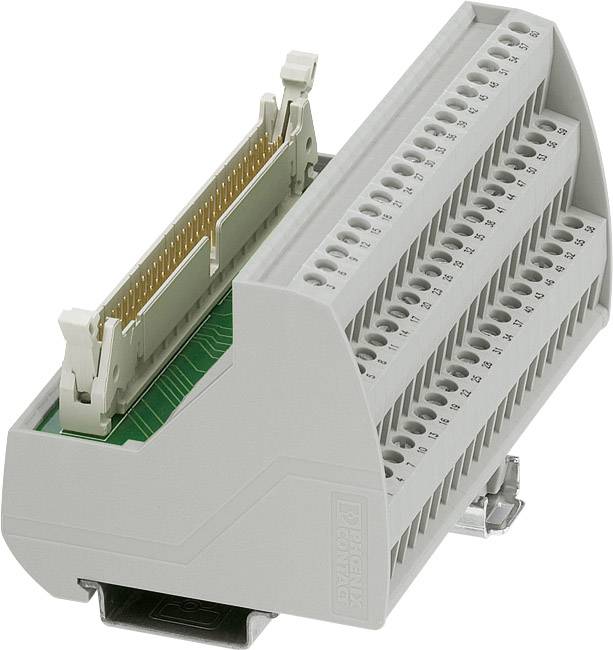 Ein grauer elektrischer Steckverbinder mit mehreren Anschlüssen, geeignet für die Verbindung von Kabeln in technischen Anwendungen.
