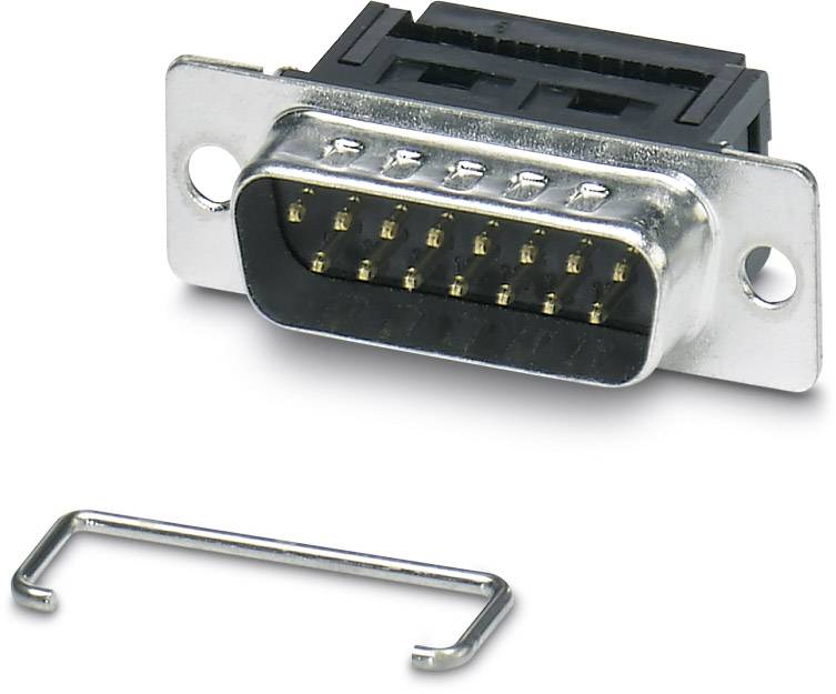 Ein 25-poliger D-Sub-Stecker mit Metallgehäuse und Befestigungsbügel, verwendet für serielle Datenverbindungen.