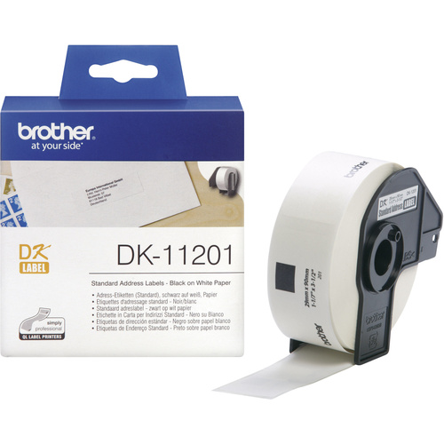 Brother DK-11201 Etiketten Rolle 29 x 90mm Papier Weiß 400 St. Permanent haftend DK11201 Adress-Etiketten
