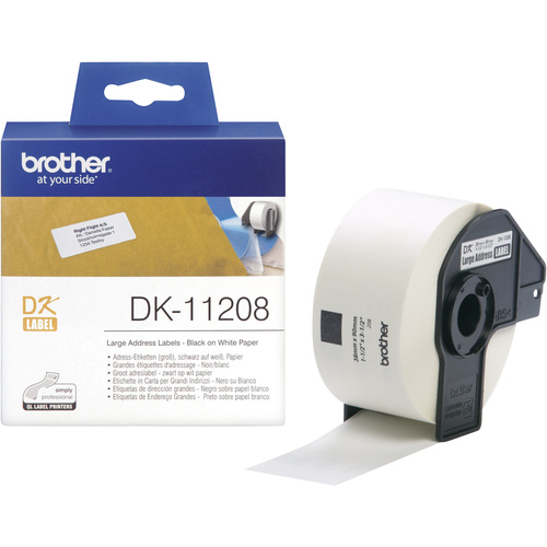 Brother DK-11208 Etiketten Rolle 39 x 90mm Papier Weiß 400 St. Permanent haftend DK11208 Adress-Etiketten