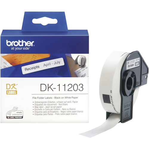 Brother DK-11203 Etiketten Rolle 17 x 87mm Papier Weiß 300 St. Permanent haftend DK11203 Ordnerregister-Etiketten