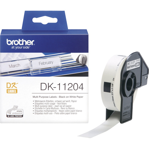 Brother DK-11204 Etiketten Rolle 54 x 17mm Papier Weiß 400 St. Permanent haftend DK11204 Adress-Etiketten