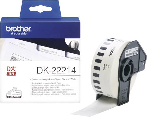 Image of Brother DK-22214 Etiketten Rolle 12mm x 30.48m Papier Weiß 1 St. Permanent haftend DK22214 Universa