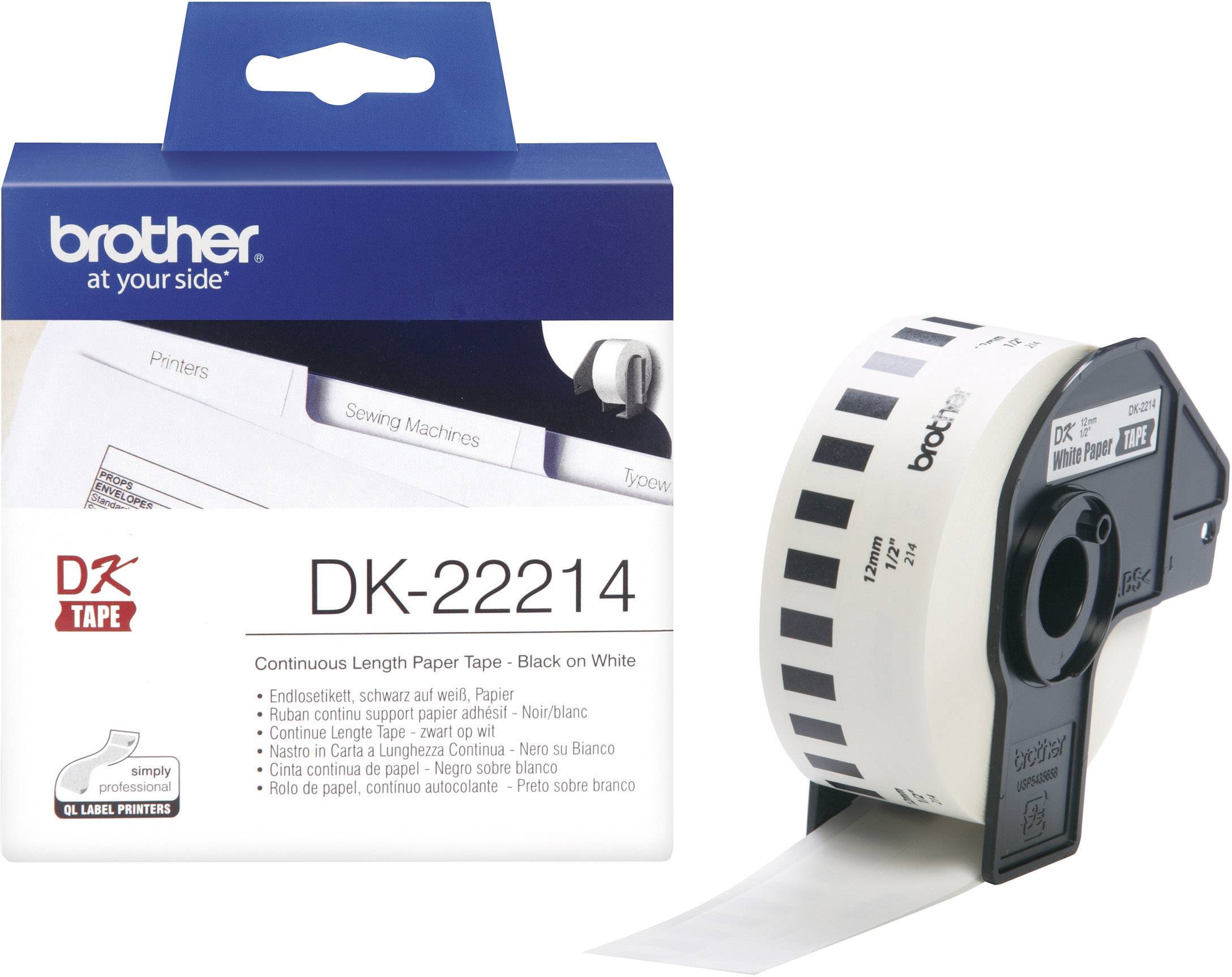Brother DK-22214 Etiketten Rolle 12 mm x 30.48 m Papier Weiß 1 Rolle(n) Permanent DK22214 Universal