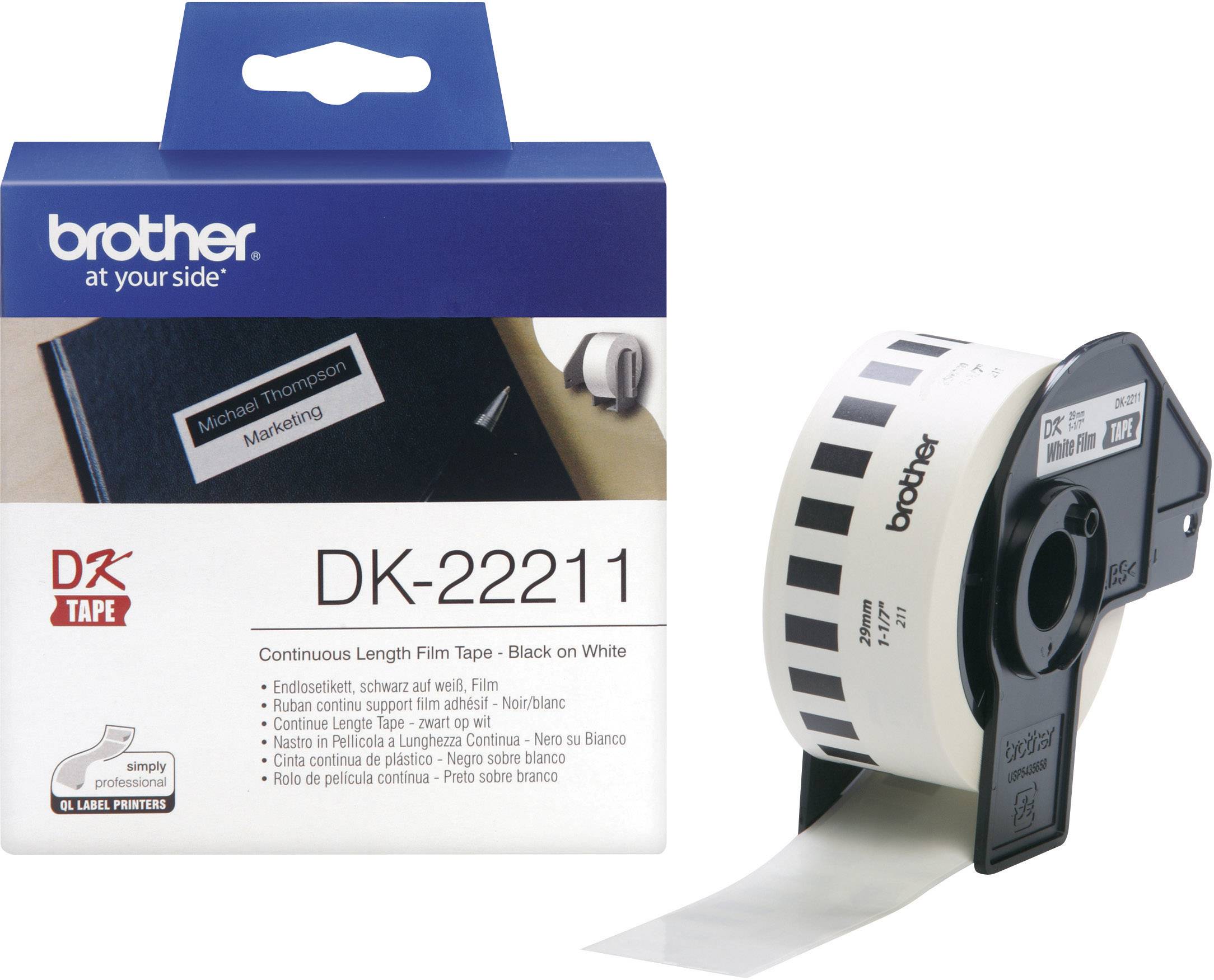 Brother DK-22211 Etiketten Rolle 29 mm x 15.24 m Folie Weiß 1 St. Permanent haftend DK22211 Universal-Etiketten