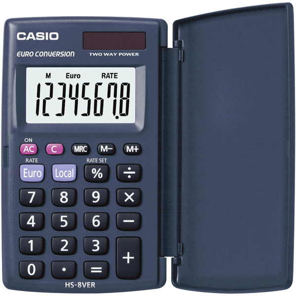 Casio HS-8VER Taschenrechner Dunkelblau Display (Stellen): 8 solarbetrieben, batteriebetrieben (B x H x T) 62.5 x 10 x 104 mm