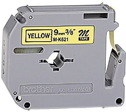 Schriftband Brother M M-K 621 Bandfarbe: Gelb Schriftfarbe:Schwarz 9 mm 8 m