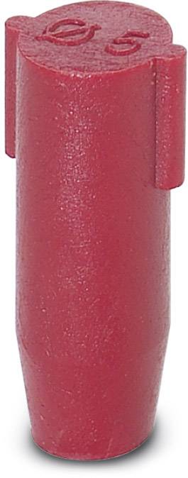 Ein roter Dübel, seitlich abgebildet.