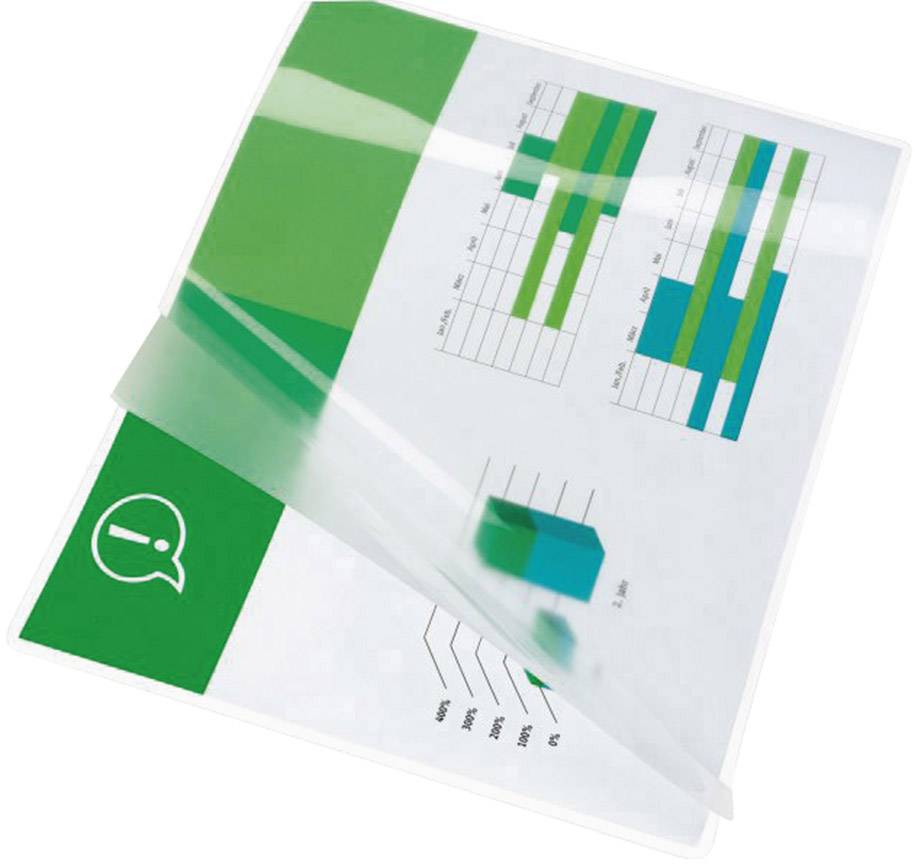 Ein Aufklappbild zeigt grüne und blaue Balkendiagramme mit prozentualen Werten auf einem Dokument, das von einer transparenten Hülle verdeckt ist.