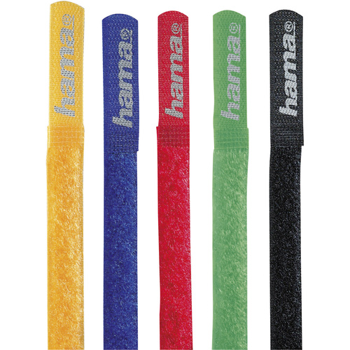 Hama Klett-Kabelbinder Nylon® Rot, Blau, Schwarz, Gelb, Grün flexibel (L x B) 215 mm x 16 mm 5 St.