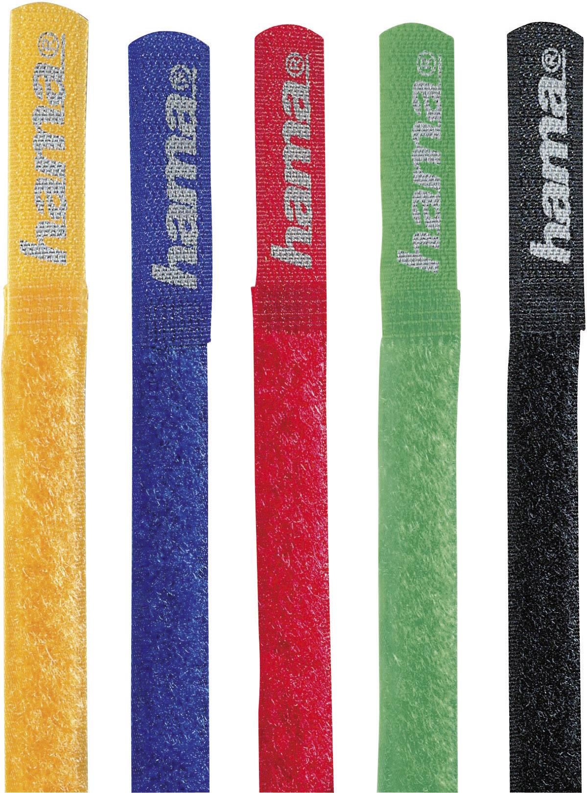 Hama Klett-Kabelbinder Nylon Rot, Blau, Schwarz, Gelb, Grün flexibel (L x B) 215mm x 16mm 5 St. 00020535