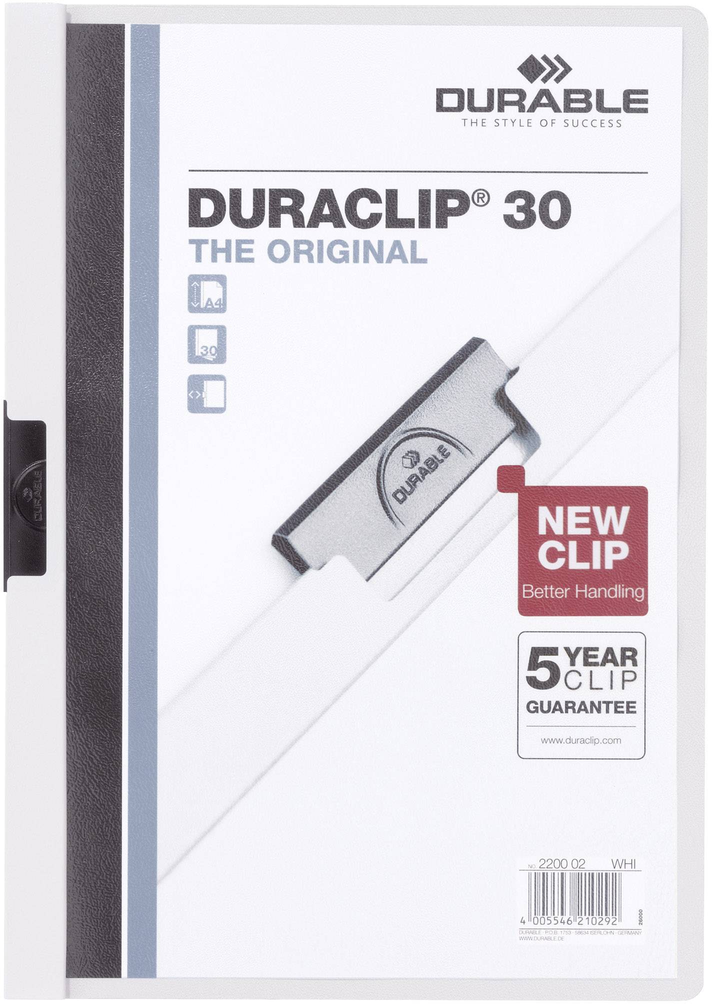 Durable Klemmmappe DURACLIP 30 - 2200 220001 DIN A4 Schwarz