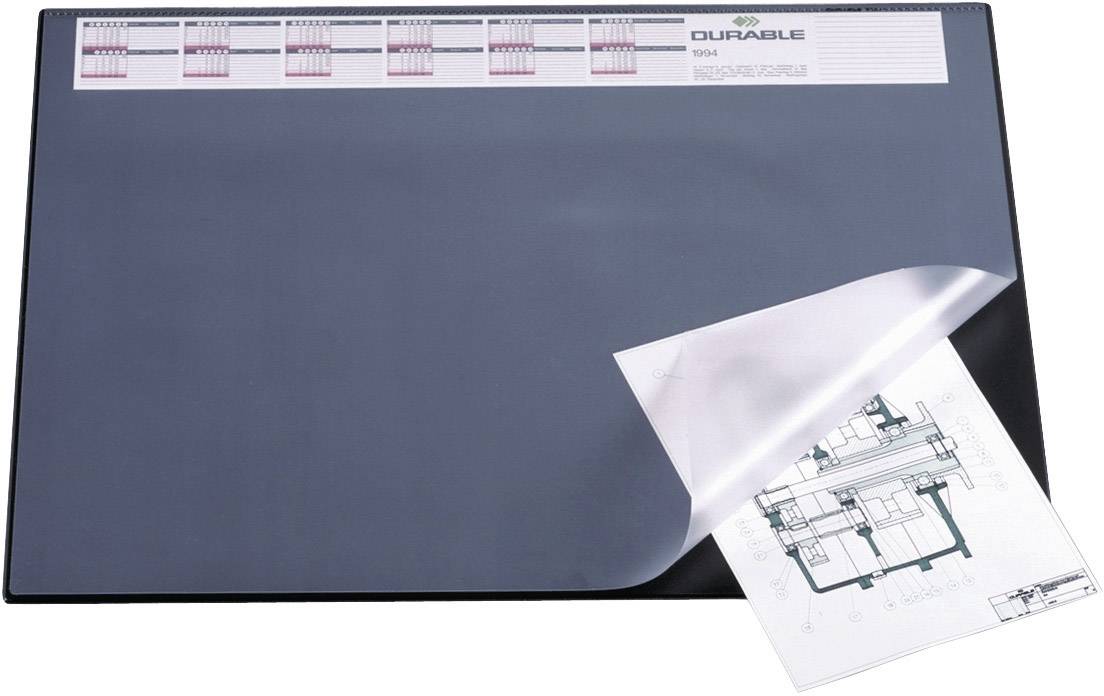 Wandtafel mit aufklappbarem transparentem Schutz, darunter liegt ein Dokument mit technischem Diagramm. Oben rechts 'DURABLE'.