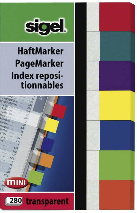 Haftmarker Transparent grün, blau, rot, gelb, orange, mint, lila, 280 Blatt