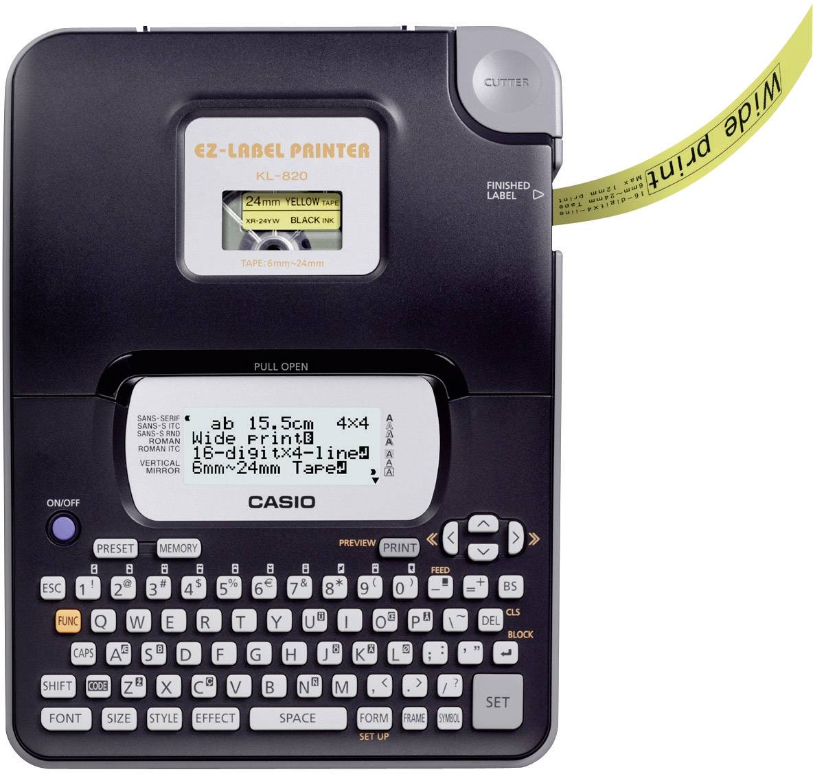 Casio KL-820 Beschriftungsgerät Geeignet für Schriftband: XR 6 mm, 9 mm, 12 mm, 18 mm, 24mm