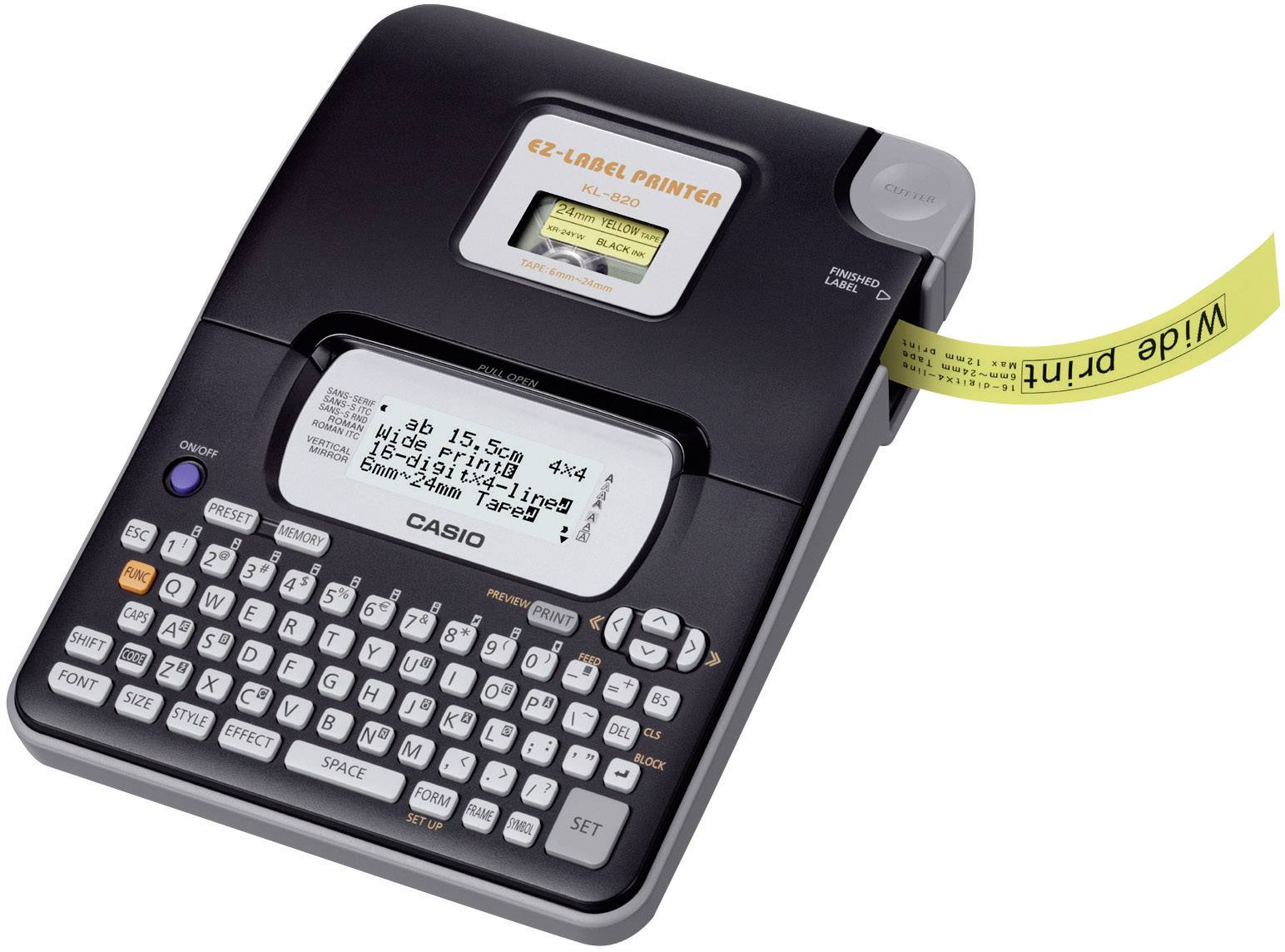 Casio KL-820 Beschriftungsgerät Geeignet für Schriftband: XR 6 mm, 9 mm, 12 mm, 18 mm, 24mm