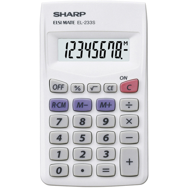 Sharp EL-233 S Taschenrechner Weiß Display (Stellen): 8 batteriebetrieben (B x H x T) 62 x 8 x 105mm