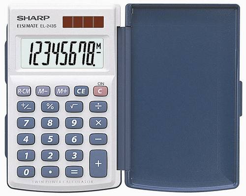 Sharp EL-243 S Taschenrechner Weiß, Blau Display (Stellen): 8 solarbetrieben, batteriebetrieben