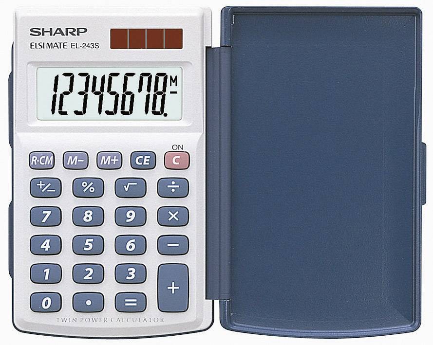 Sharp EL-243 S Taschenrechner Weiß, Blau Display (Stellen): 8 solarbetrieben, batteriebetrieben