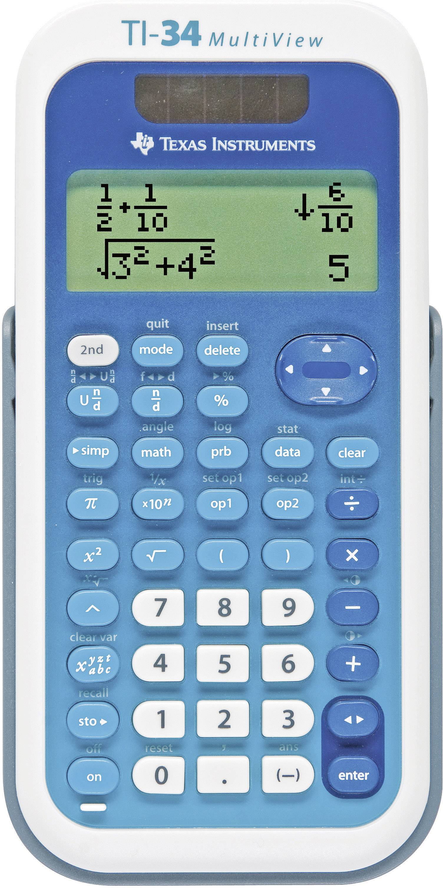 Texas Instruments TI-34 MULTIVIEW Schulrechner Weiß, Blau Display (Stellen): 16 solarbetrieben, batteriebetrieben (B x H x T) 80 x 19 x 158 mm