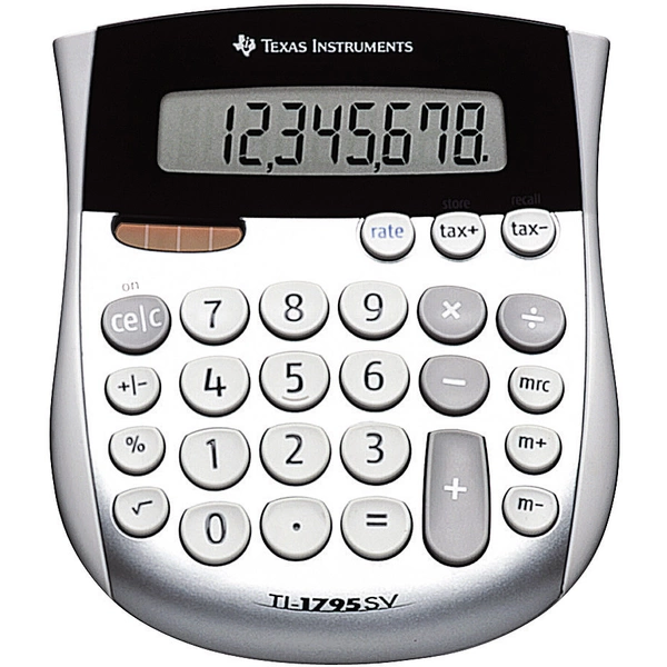 Texas Instruments TI-1795 SV Taschenrechner Silber Display (Stellen): 8solarbetrieben, batteriebetrieben (B x H x T) 118 x 10 Texas Instruments TI-1795 SV Taschenrechner Silber Display (Stellen): 8solarbetrieben, batteriebetrieben (B x H x T) 118 x 10