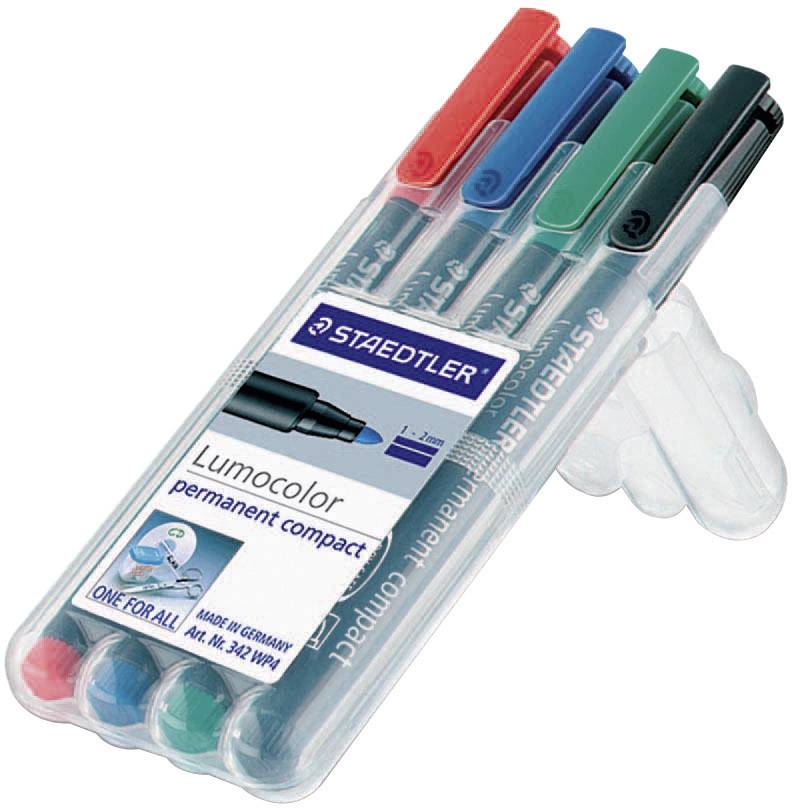 Staedtler Lumocolor permanent compact DRY SAFE 318-9WP4HZ Permanentmarker Schwarz wasserfest: Ja