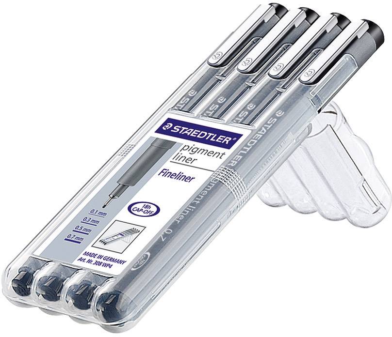 Staedtler 308 WP4 308 WP4 Fineliner Schwarz 0.1 mm, 0.3 mm, 0.5 mm, 0.7mm 4St.