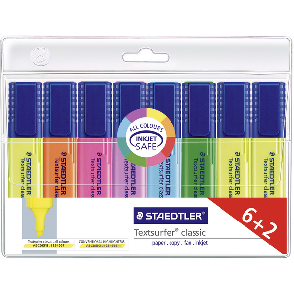 Staedtler Surligneur Textsurfer® classic 364 A WP8 jaune, rouge, rose, bleu, turquoise, orange, vert, violet 1 mm, 5 mm 8 pc(s)