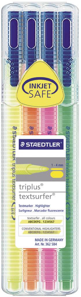 STAEDTLER triplus textsurfer - Textmarker - Neongrün, Neongelb, Neonorange, Neon Pink - Wasserbasierte Pigmenttinte - 1-