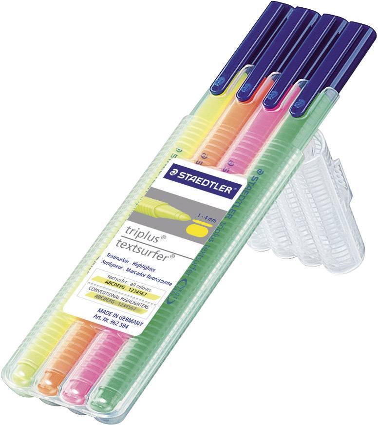 STAEDTLER triplus textsurfer - Textmarker - Neongrün, Neongelb, Neonorange, Neon Pink - Wasserbasierte Pigmenttinte - 1-