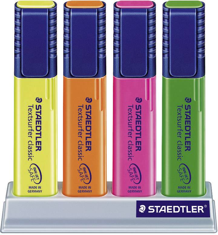 Staedtler Textsurfer classic 364, 4 Stück(e), Grün, Orange, Pink, Gelb, Meißel, Grün, Orange, Gelb, Pink, 1 mm, 5 mm
