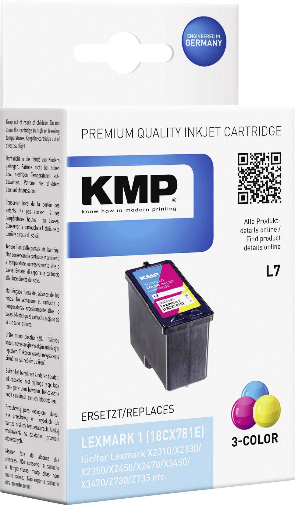 KMP Tinte ersetzt Lexmark 1 Kompatibel  Cyan, Magenta, Gelb L7 1930,4030