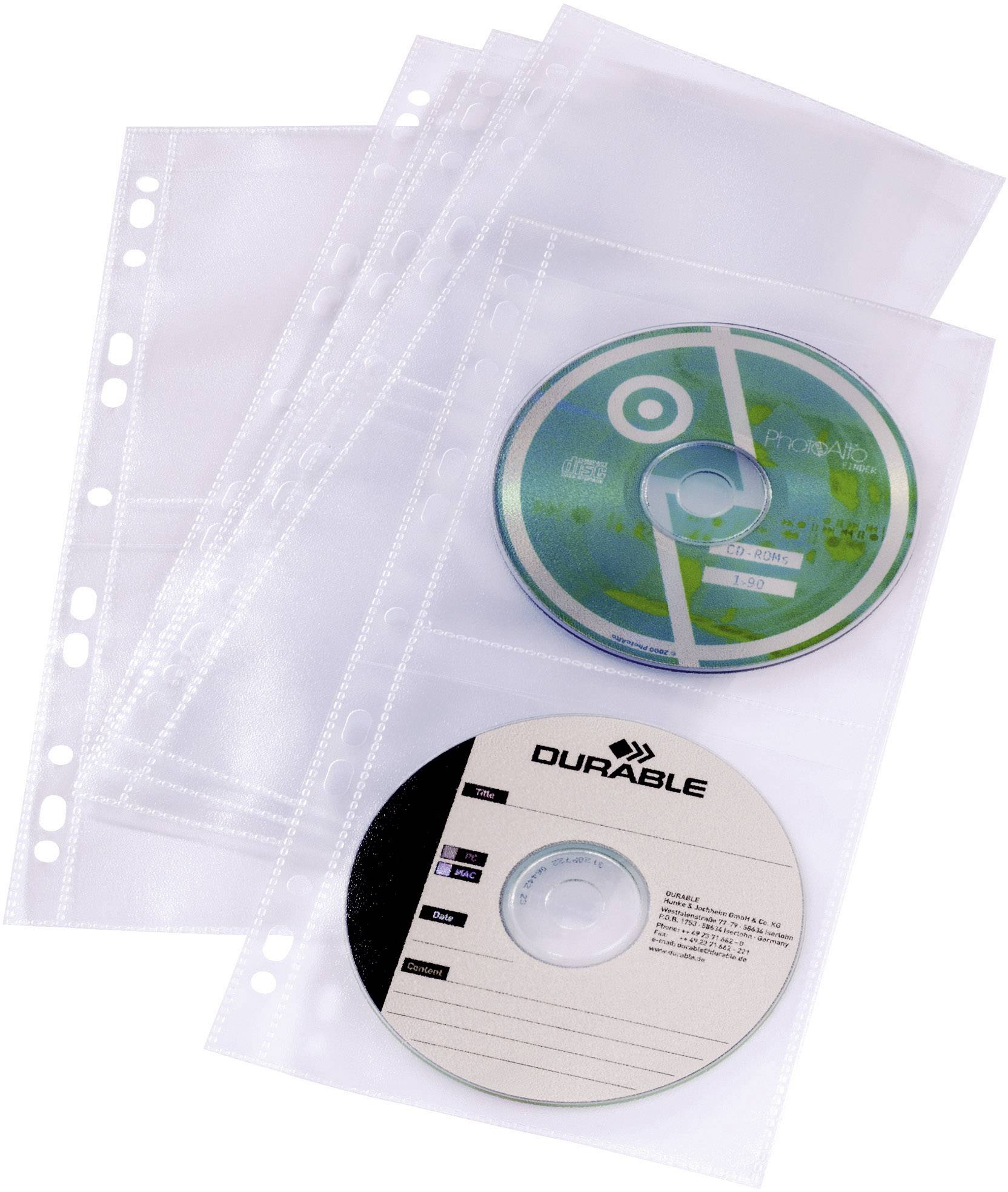 Durable 4fach CD/DVD Ordner-Hülle 4 CDs/DVDs/Blu-rays Polypropylen Transparent 5 St. 528219