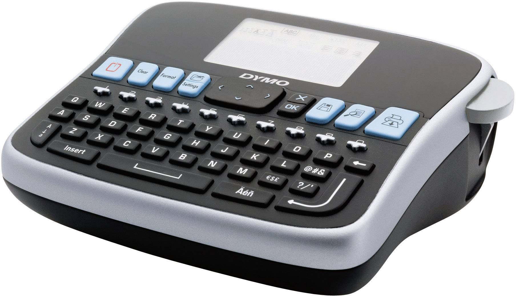 Ein elektronisches Beschriftungsgerät mit Tastatur und Display. Markenname ist prominent oberhalb der Tasten sichtbar.