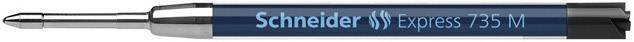 Ein Kugelschreiberminen-Nachfüllpack mit der Aufschrift 'Schneider Express 775 M', silberne Spitze, blauer Schaft.
