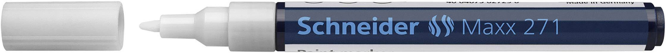 Weißer Marker, Deckel abgenommen. 'Schneider Waxx 271' auf der blauen Hülle.