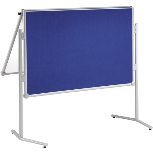 Maul Moderationstafel MAULpro (B x H) 120 cm x 150 cm Textil Blau, Weiß Inkl. Ablageschale, Inkl. Blockhalter, Inkl. Rollen, beidseitig verwendbar