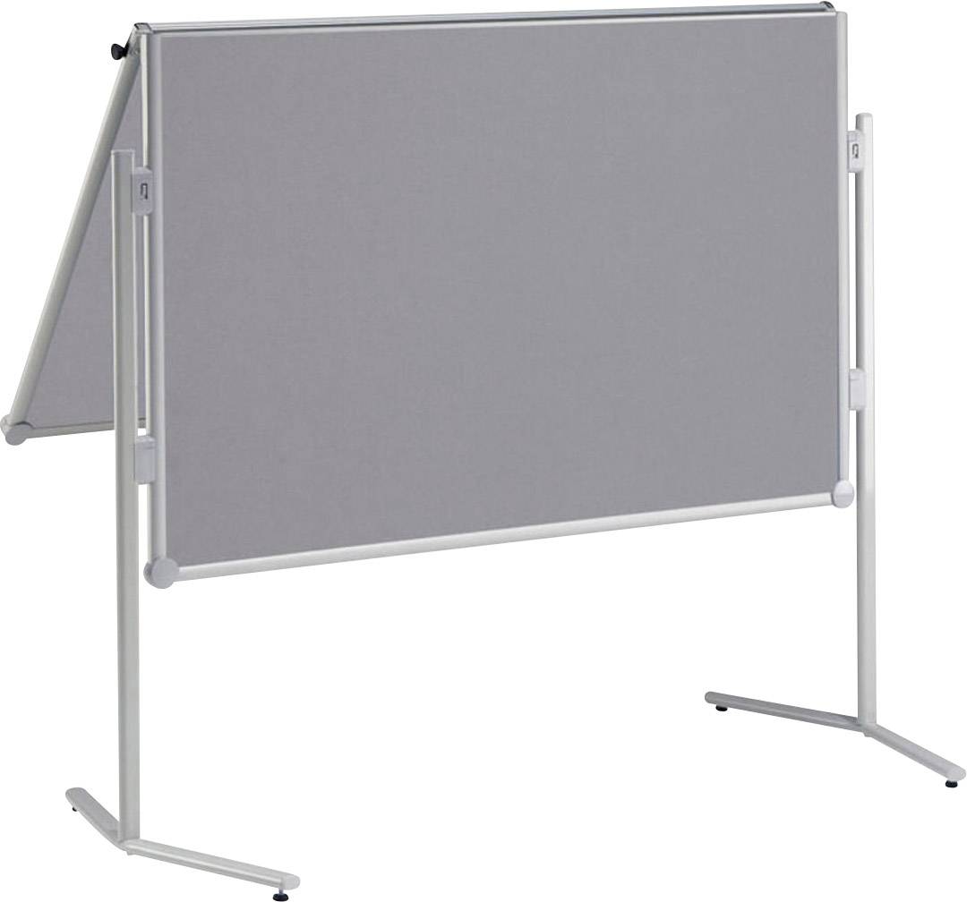 Maul Moderationstafel MAULpro (B x H) 120 cm x 150 cm Textil Grau Inkl. Ablageschale, Inkl. Blockhalter, Inkl. Rollen, beidseitig verwendbar